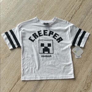 NEW 🆕 Minecraft Creeper Kids T-Shirt - White & Black 4/5 years